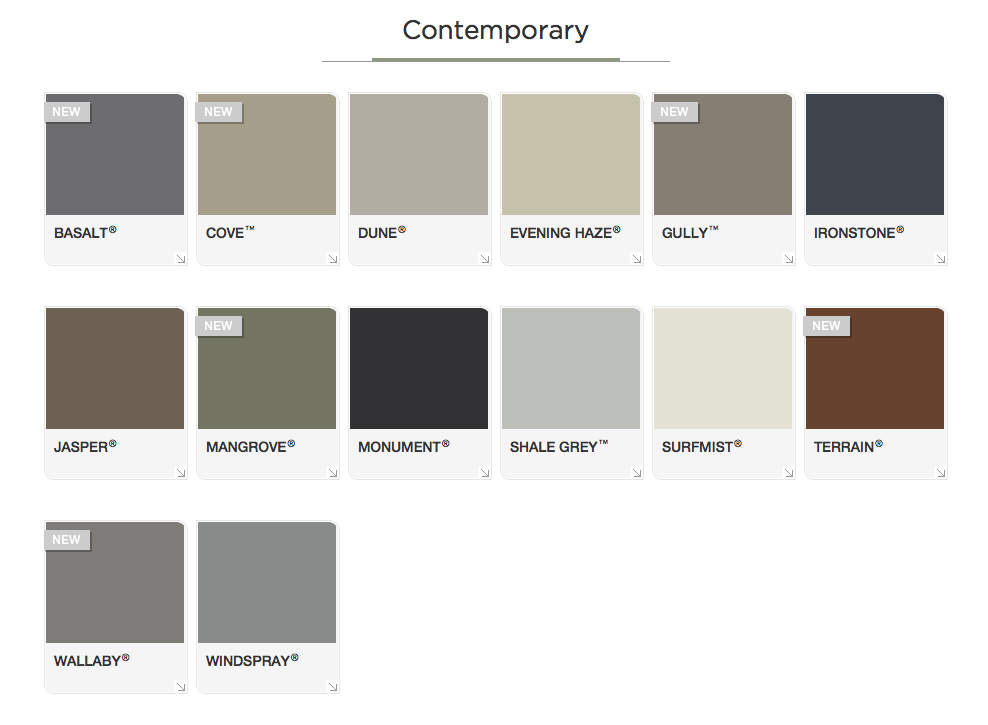 Contemporary-Colorbond-Colors